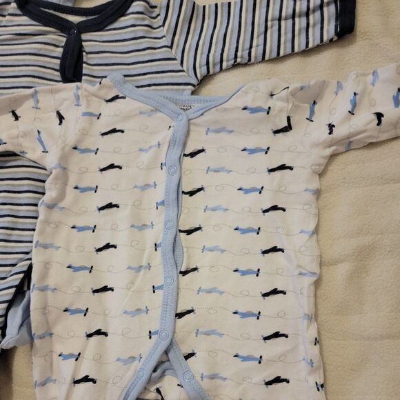 Luvable Friends Unisex Baby Blue Cotton Sleep & Play Bodysuit Size 3-6M Lot Of 3 - Picture 4 of 8